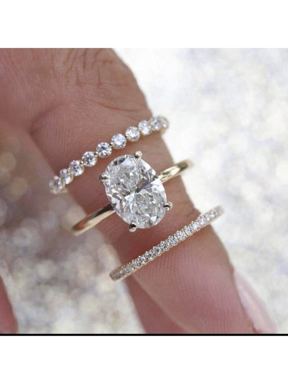New rose gold plated cz ring set3 pieces